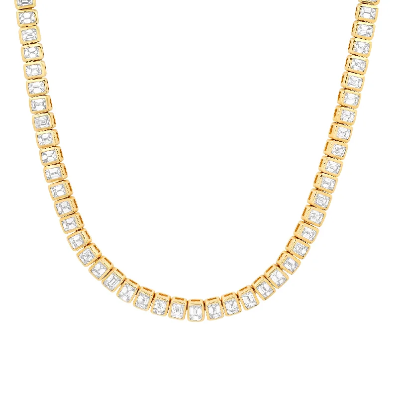 women’s personalized necklaces-REGAL EMERALD CUT DIAMOND NECKLACE, 14kt GOLD