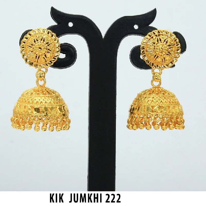 women’s custom earrings-Mahavir Forming Gold Plated Jhumki Earrings  - KIK Jumkhi 222