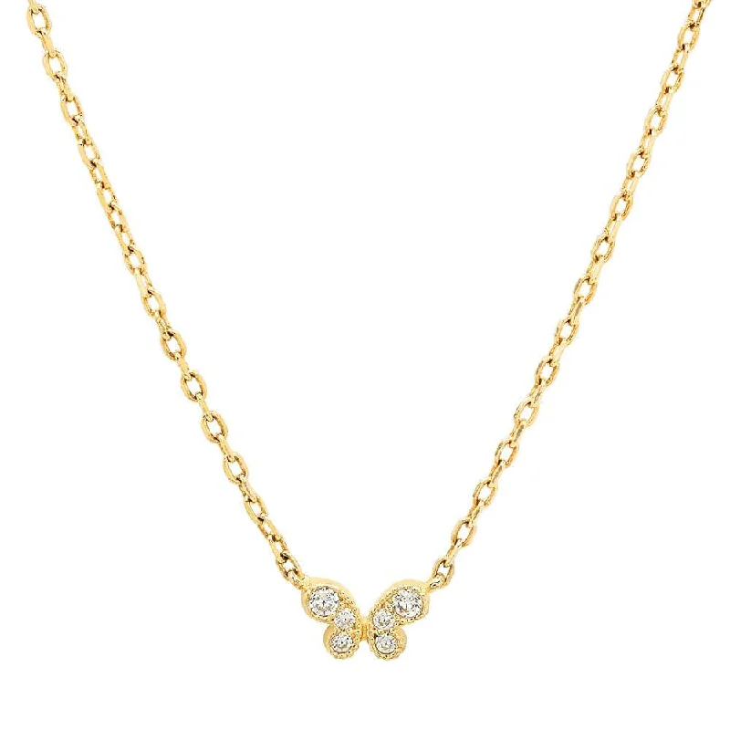 women’s diamond necklaces-TINY BUTTERFLY NECKLACE, GOLD