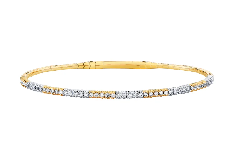 women’s stackable bracelets-Two Tone Flex Bangle