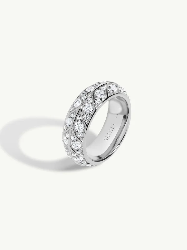 women’s simple silver rings-Palmyra Eternity Band With Brilliant White Diamond In 18K White Gold, 8mm