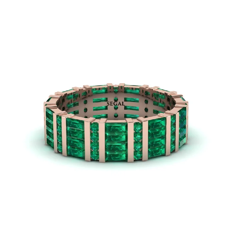 women’s radiant cut engagement rings-Baguette Emerald Eternity Wedding Band - Keegan No. 5