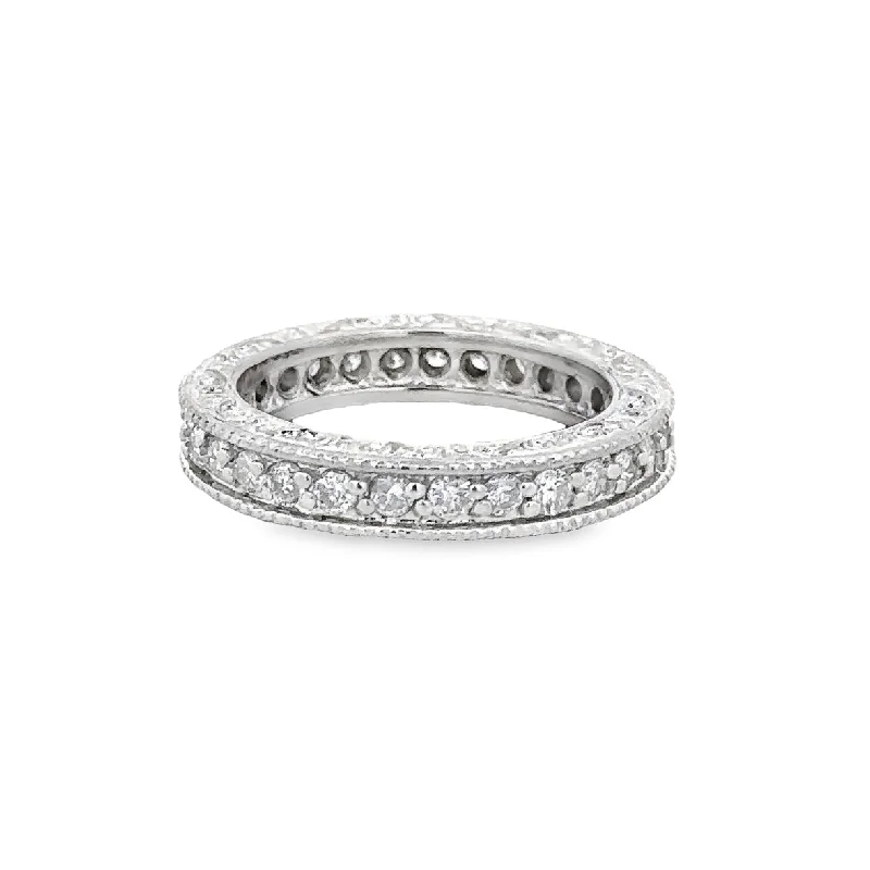 women’s rose cut engagement rings-1.16 CTW Diamond Eternity Wedding Band in White Gold