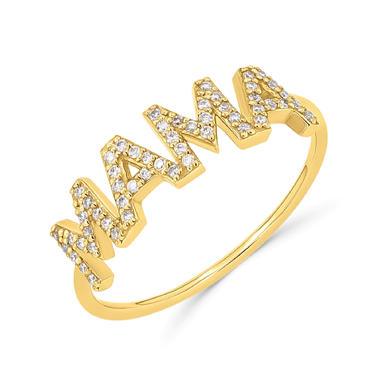 women’s double band rings-Diamond MAMA Ring