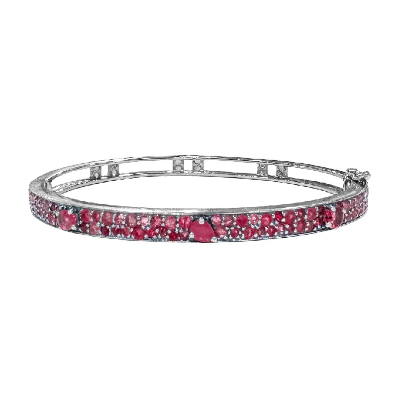 women’s bangles-Petite Stardust Bangle Silver Ruby