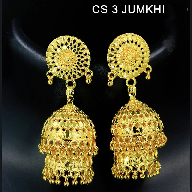 women’s large stud earrings-Mahavir Forming Gold Plated Jhumki Earrings - CS 3 Jumkhi