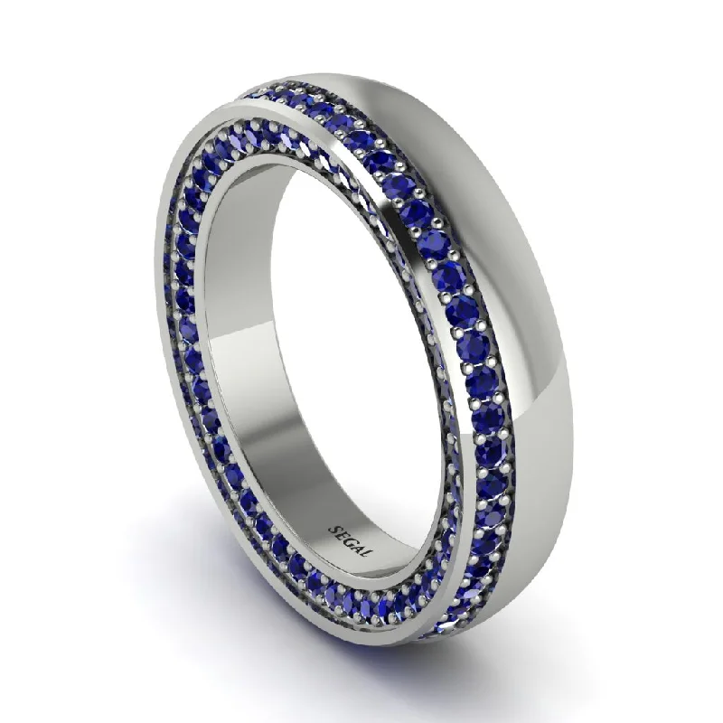 women’s handcrafted engagement rings-1.2Ct Sapphire Double Halo Wedding Band - Lux No. 15