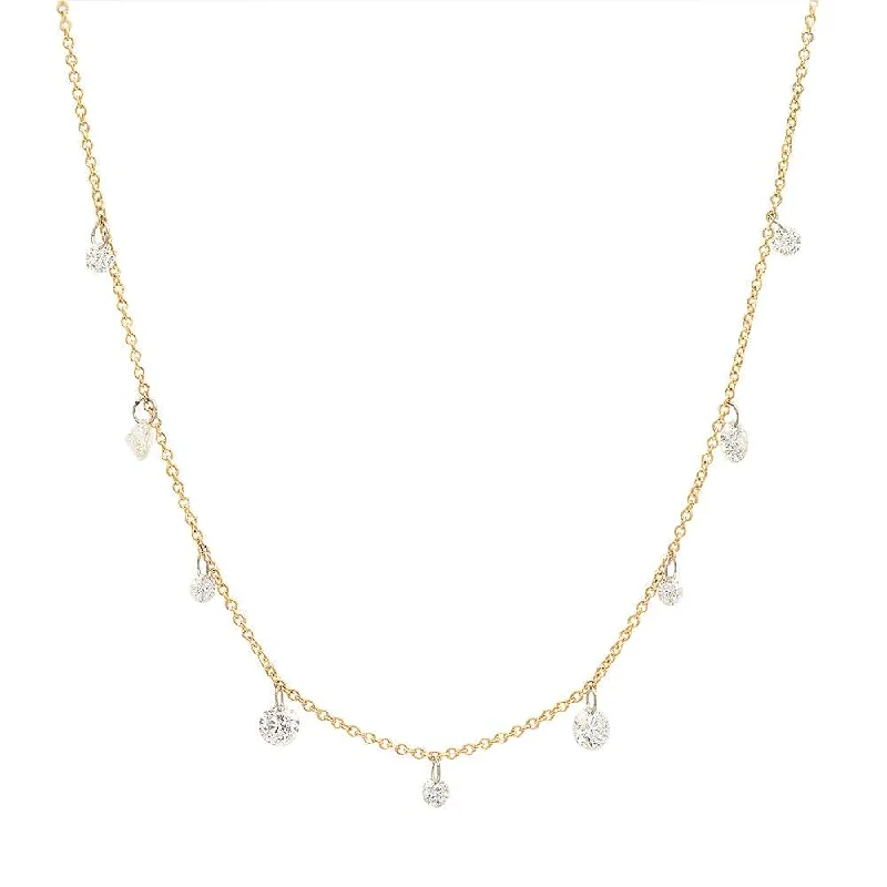 women’s diamond necklaces with pearls-DAZZLING NINE DIAMOND NECKLACE, GOLD