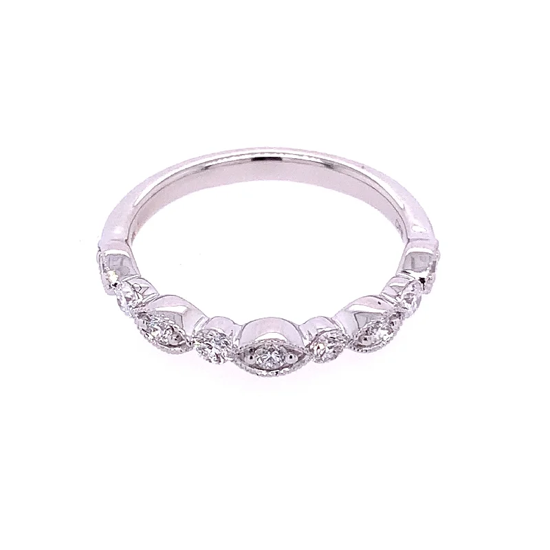 women’s anniversary engagement rings-Diamond Wedding Band in White Gold