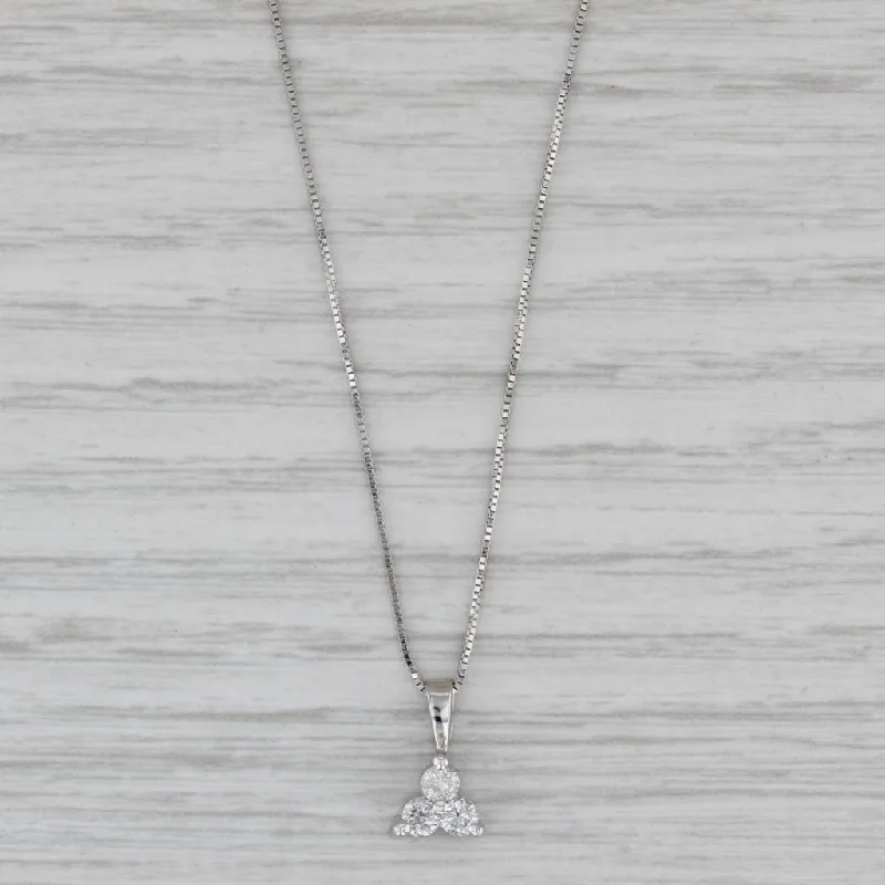 women’s necklaces-0.24ctw Diamond 3-Stone Pendant Necklace 14k White Gold 18" Box Chain