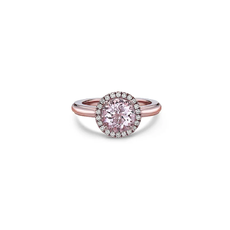 women’s rose gold engagement rings-Pastel Diamond Round Station Ring