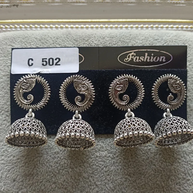 women’s diamond drop earrings-Tahura Oxidized Plated Pack Of 24  Jhumki Earrings - TAHEAR90