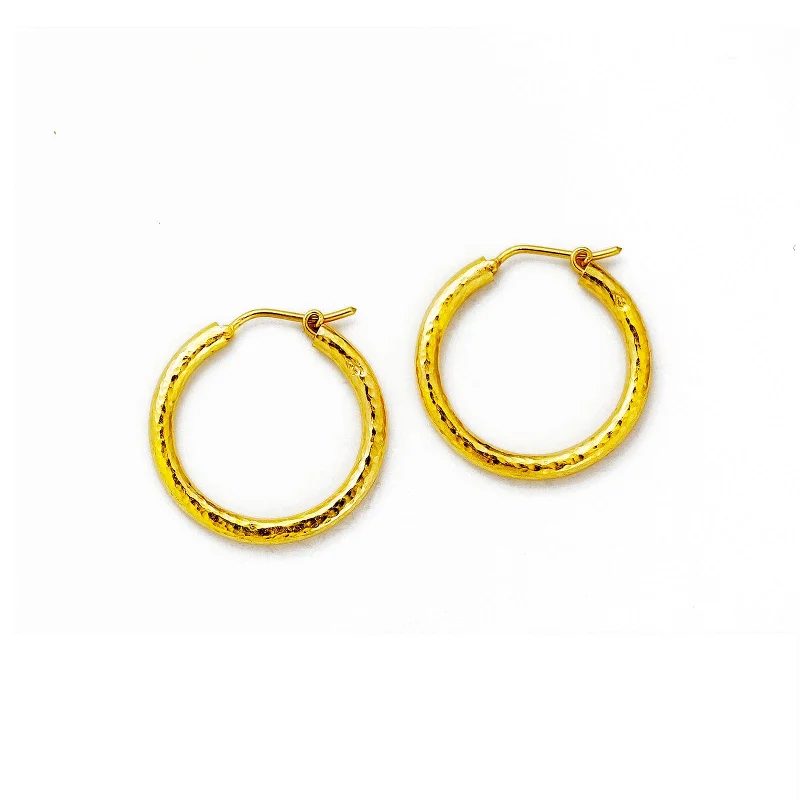 women’s statement earrings-Giant Hammered Hoop Earrings