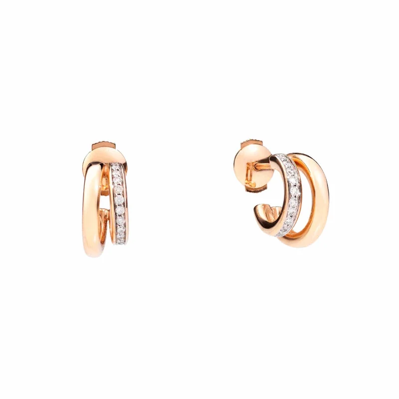 women’s rainbow earrings-Iconica Diamond Double Hoop Earrings