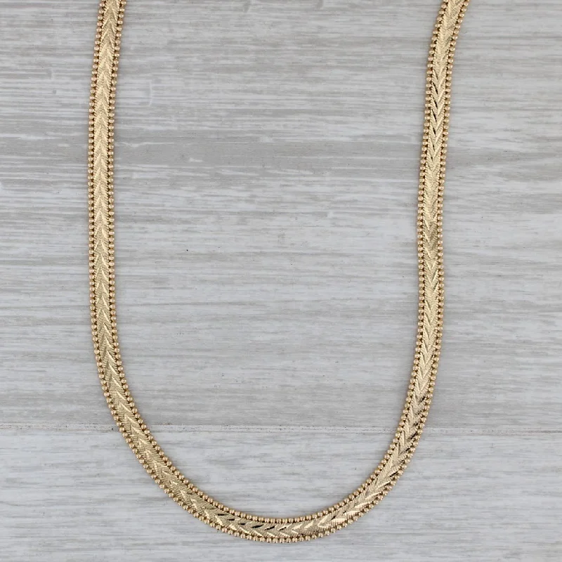 women’s layered gold necklaces-Reversible Pattern Herringbone Chain Necklace 14k Yellow Gold 16" 5.2 mm Italian