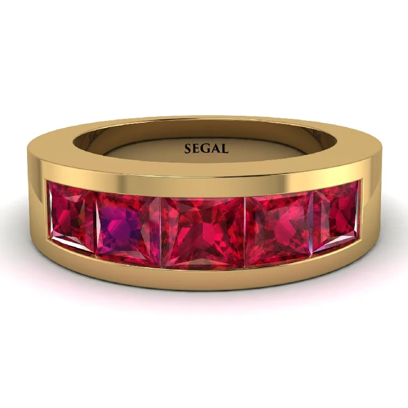 women’s antique engagement rings-2.6 Ct Princess Cut Ruby Wedding Band - Kensley No. 10