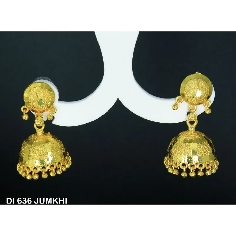 women’s crystal earrings-Mahavir Gold Plated Jhumki Earrings  - DI Jumkhi 636