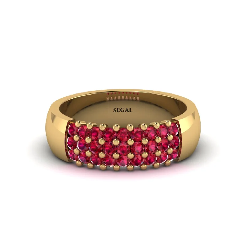 women’s sparkling engagement rings-Ruby Regal Harmony Wedding Band - Marlowe No. 10