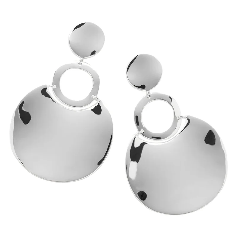 women’s artistic earrings-Statement Wavy Disc Drop Earrings