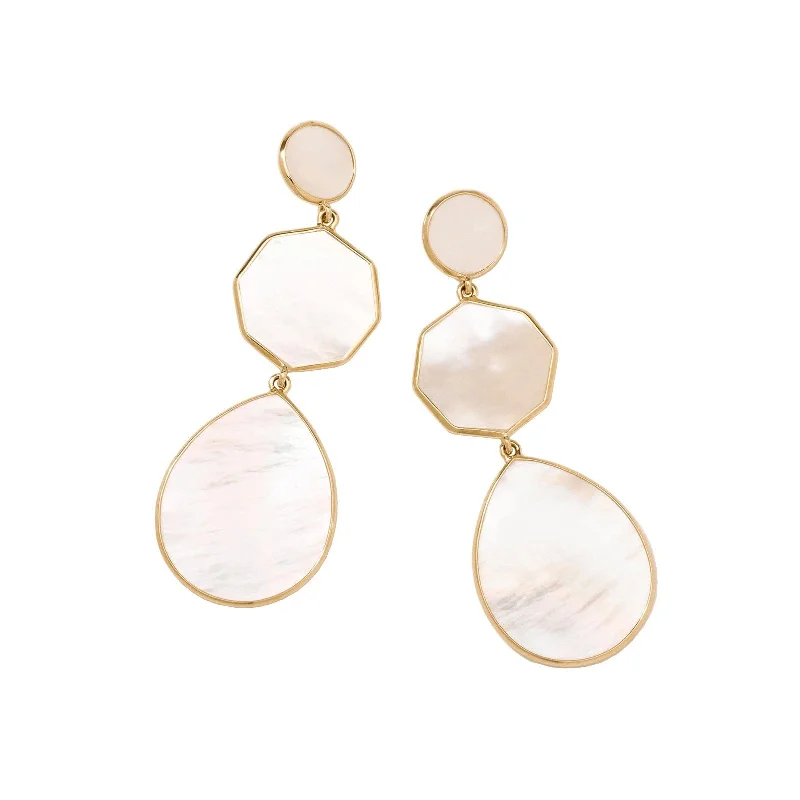 women’s elegant drop earrings-Crazy 8's 3-Stone Drop Earrings in Mother of Pearl