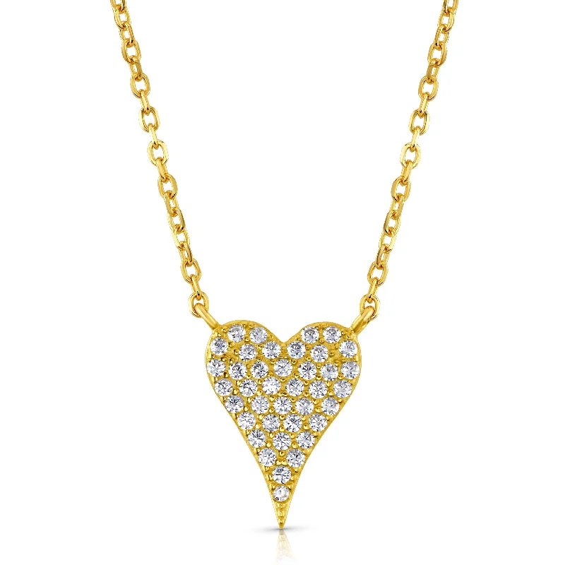 women’s matching necklaces-POINTED HEART NECKLACE, GOLD