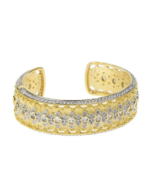 women’s crystal bangles-Gold Plated Oval CZ Narrow Cuff