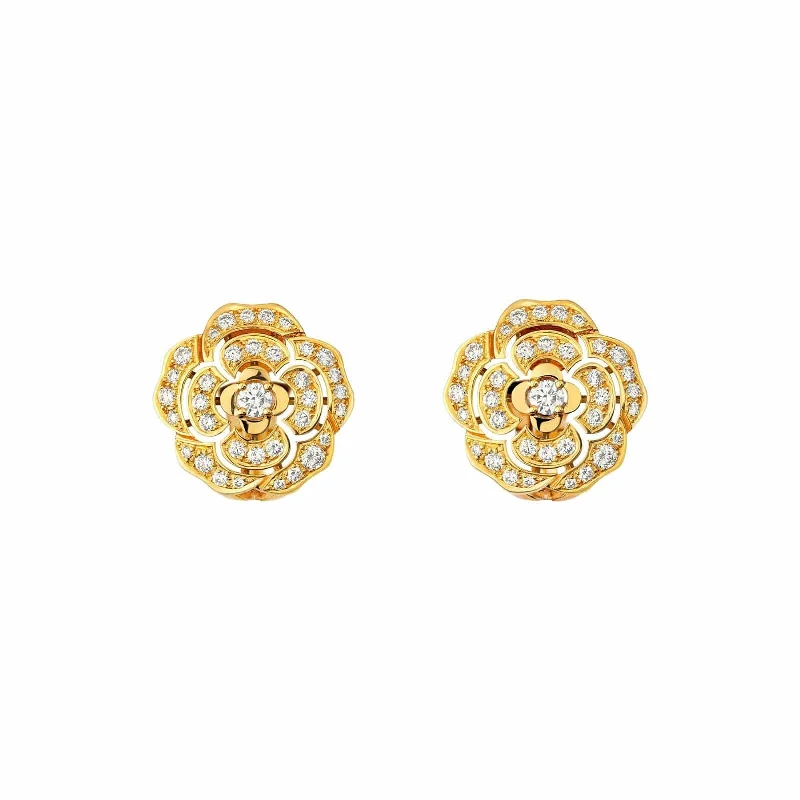 women’s vintage gold earrings-Bouton de Camélia Earrings