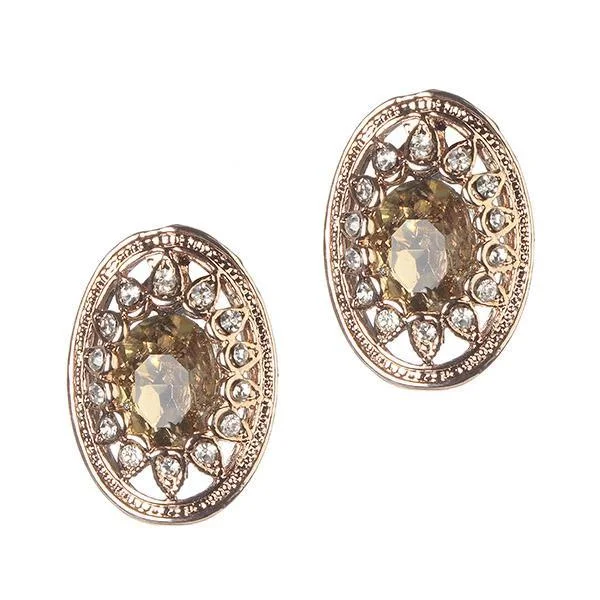 women’s stacked earrings-Kriaa Brown Austrian Stone Gold Plated Stud Earrings