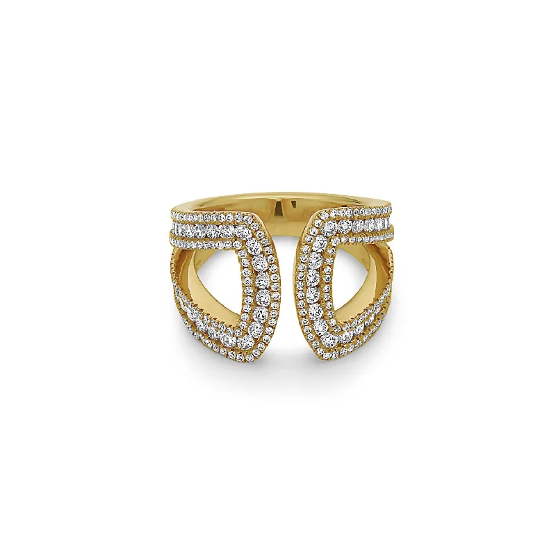 women’s multi-stone rings-Gold Collection Diamond U Ring