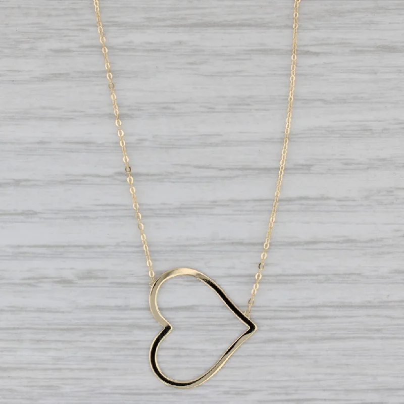 women’s anniversary necklaces-New Open Heart Pendant Necklace 14k Yellow Gold 16" 18" Cable Chain