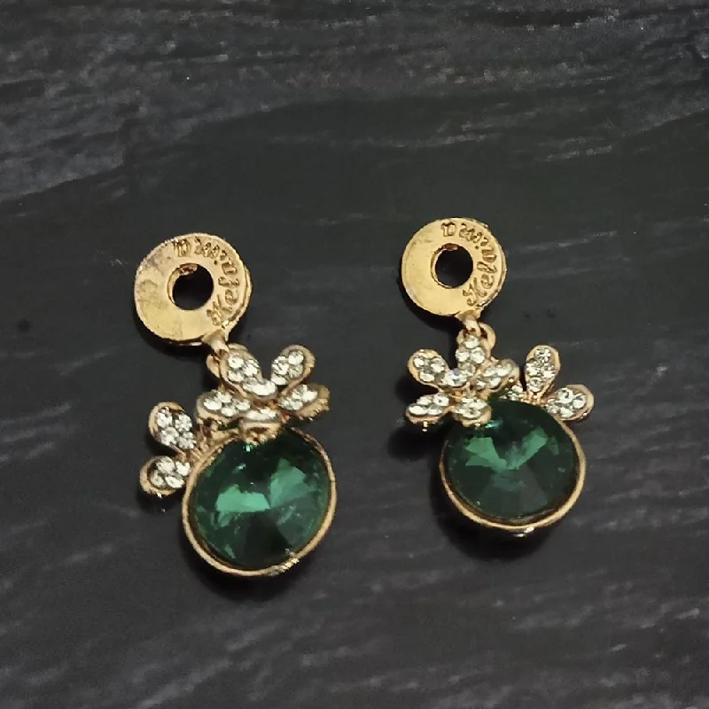 women’s double hoop earrings-Kriaa Gold Plated Green Crystal And Austrian Stone Stud Earrings - 1306941A