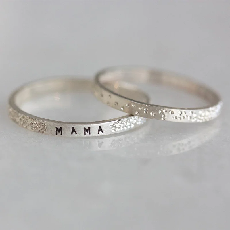 women’s wedding rings-Mama: Diamond Dusted Stacking Ring