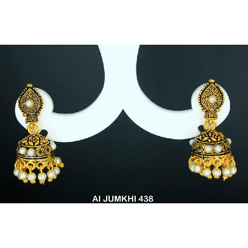 women’s sun earrings-Mahavir Gold Plated Pearl Jhumki Earrings -AI Jumkhi 438