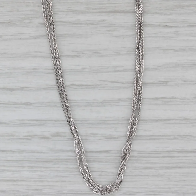 women’s diamond necklaces for brides-16" Wheat Chain Necklace 18k White Gold 3-Chain Multi-Chain