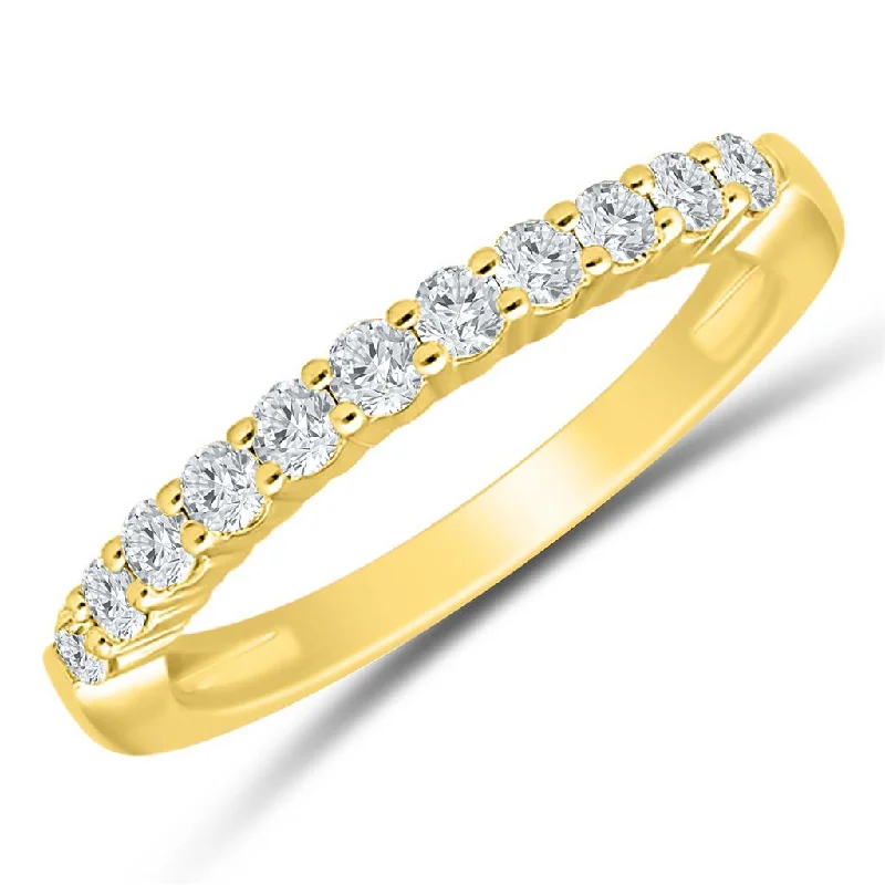 women’s promise rings-14K Yellow Gold 0.50ctw Round Diamond Eleven Stone Wedding Band