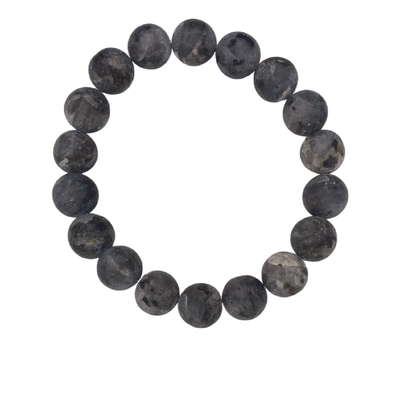 women’s designer bracelets-Matte Marble Labradorite Larvikite 10mm