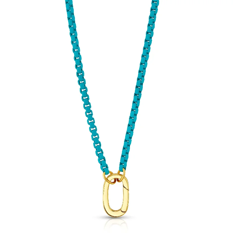 women’s gemstone and diamond necklaces-TEAL ENAMEL CONNECTOR NECKLACE