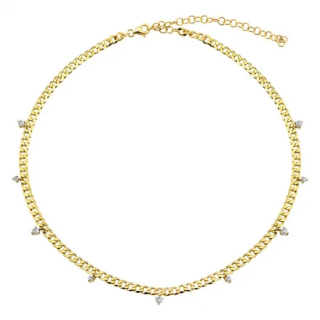 women’s men’s style necklaces-14k Yellow Gold Diamond Cuban Link Chain Necklace