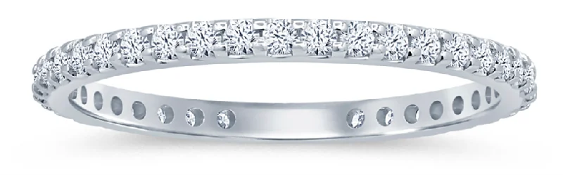 women’s high-end engagement rings-14K White Gold 0.50ctw Round Diamond Eternity Wedding Band