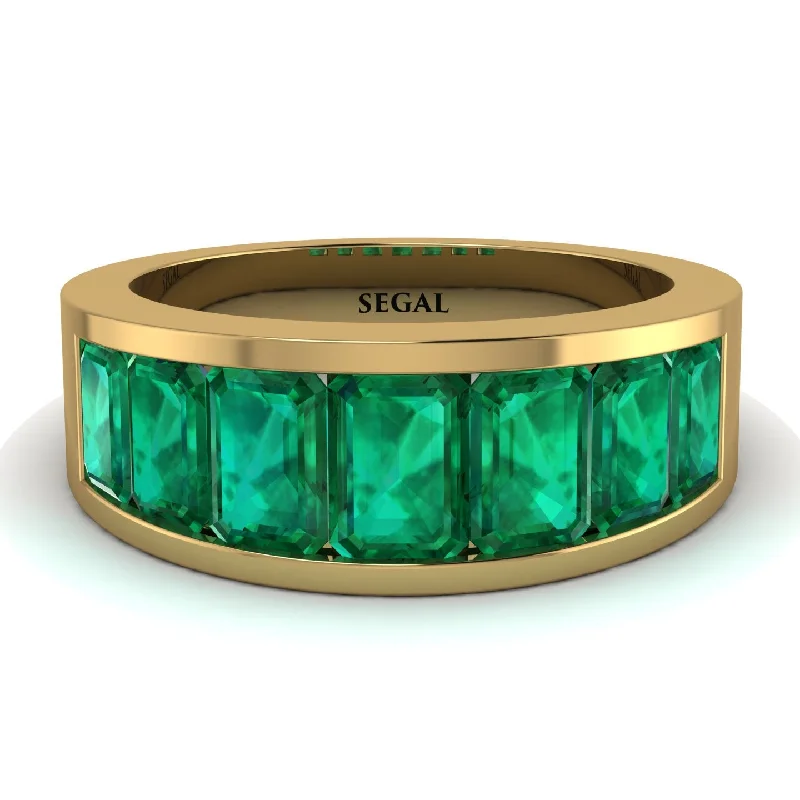 women’s high-end engagement rings-Emerald Cut Emerald Eternal Elegance Wedding Band - Shelby No. 4