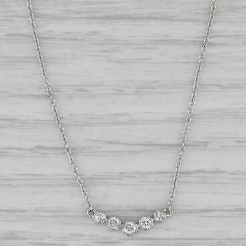 women’s vintage necklaces-0.22ctw Diamond 5-Stone Necklace 14k White Gold 16.25" Cable Chain