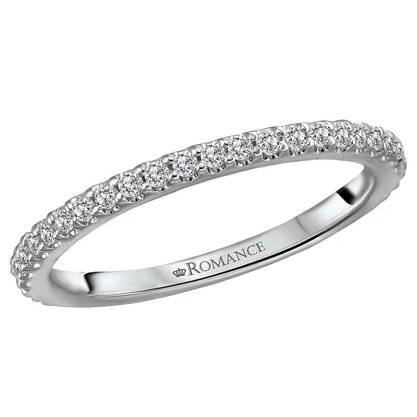 women’s elegant diamond engagement rings-14K White Gold Romance Collection Wedding Band.