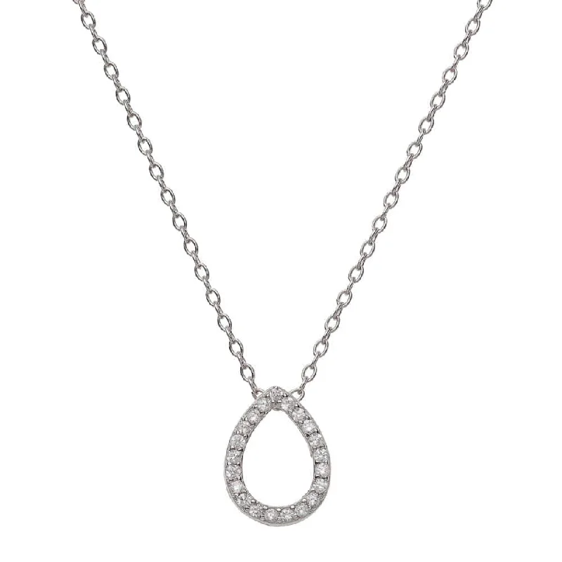 women’s long necklaces-DEWDROP NECKLACE, SILVER