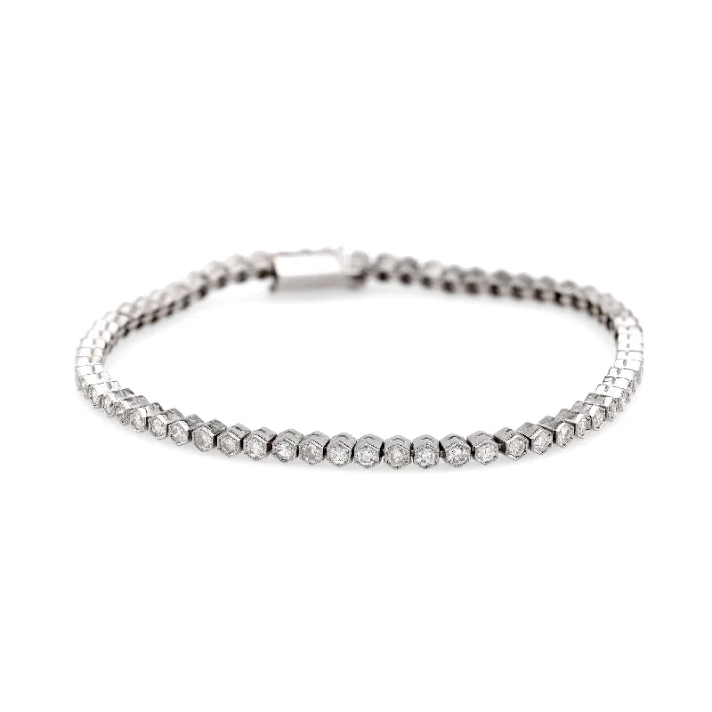 women’s fashion bracelets-Art Deco Inspired Diamond Platinum Tennis Bracelet