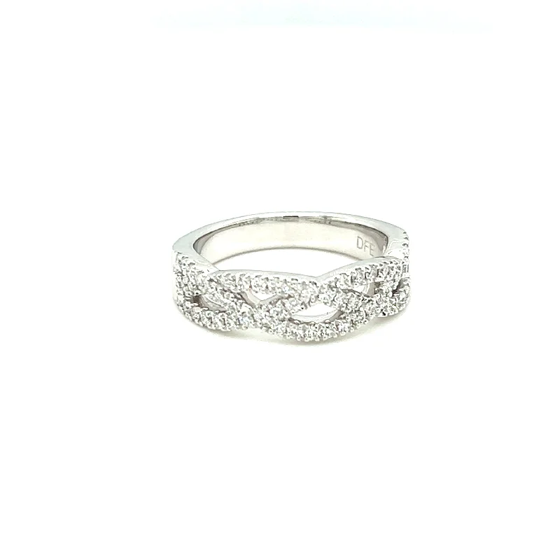 women’s handcrafted engagement rings-14K White Gold 0.50ctw Round Diamond Twist Wedding Band