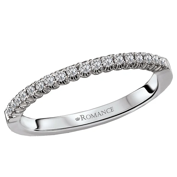 women’s channel-set engagement rings-14K White Gold Romance Collection Wedding Band.