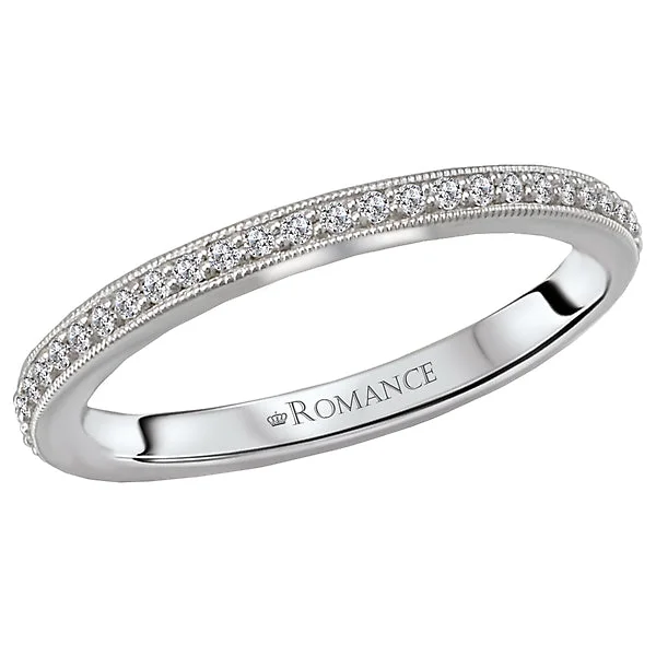 women’s vintage engagement rings-14K White Gold Romance Collection Wedding Band.