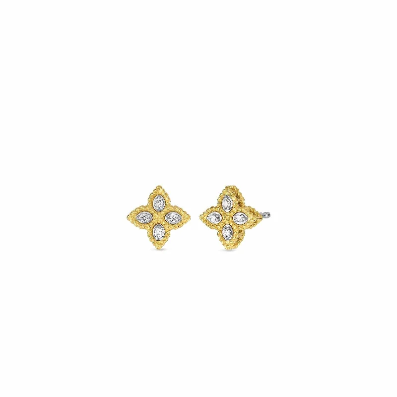 women’s double hoop earrings-Diamond Small Princess Flower Earrings