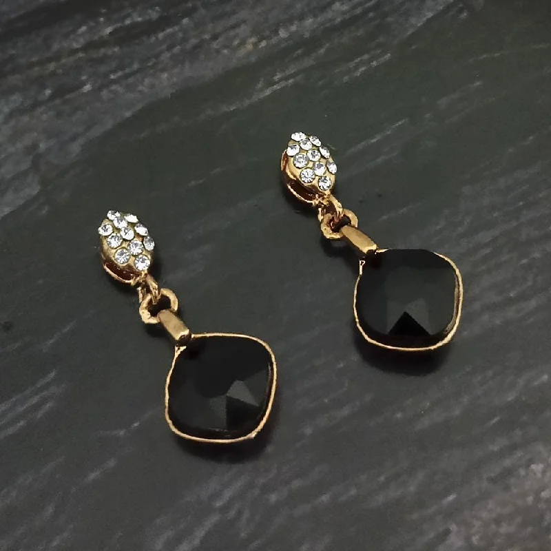 women’s statement hoop earrings-Kriaa Gold Plated Black Crystal And Austrian Stone Stud Earrings - 1306940A