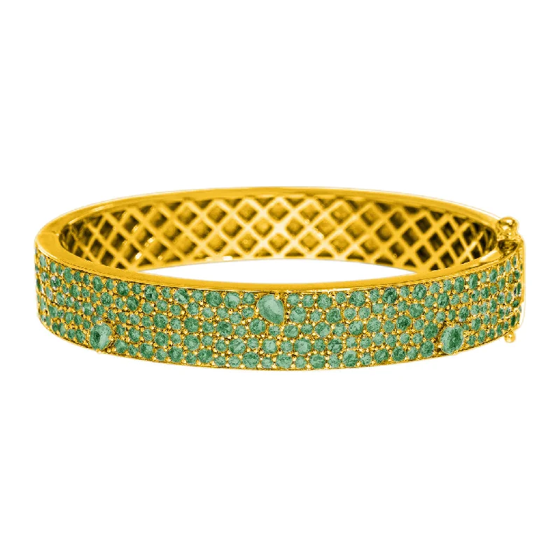 women’s custom bangles-Stardust Bangle Yellow Gold Emerald